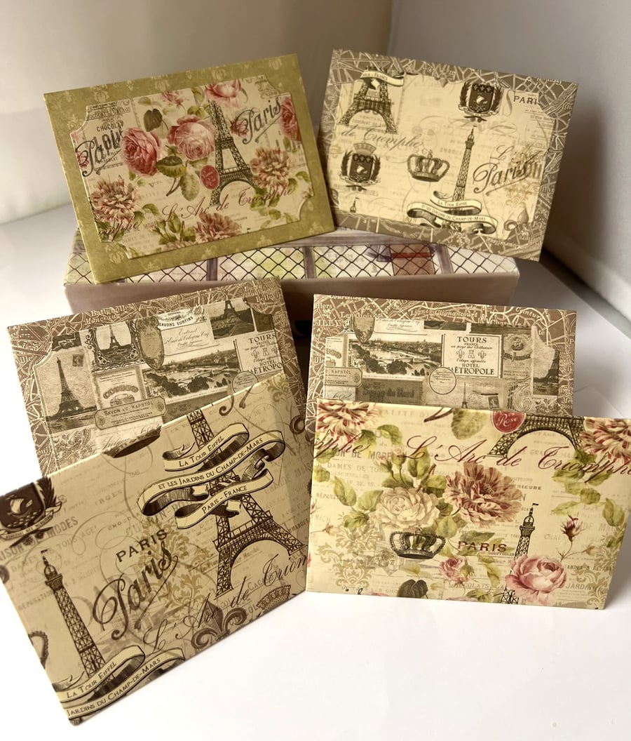 Vintage Paris Handmade Envelopes - Shimmer Card Inserts x 6
