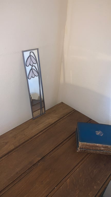 Lead Mirror. Snowdrop design.