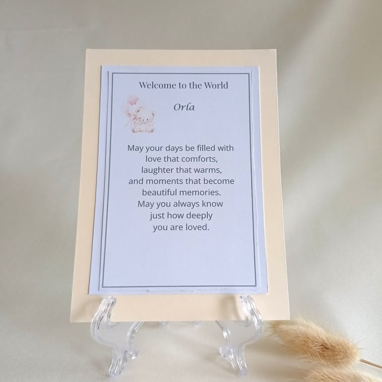Personalised Welcome to the World Keepsake Card, New Baby Gift, Baby Boy Gift