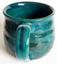 Dark Turquoise Patterned Glazed Mug - Hand Thrown Stoneware Ceramic Mug  - Image 4