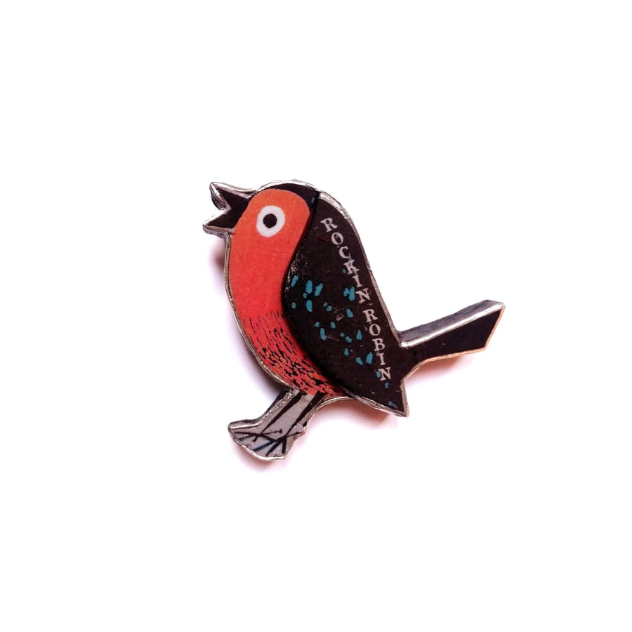 Rockin' Robin Bird  Resin Brooch by EllyMental