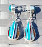 Surfite & Blue Seaglass Earrings Fine & Sterling Silver Upcycled Jewellery Gift - Image 2