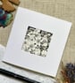 Card, hand drawn floral greetings card in ink, original art, blank card.  - Image 1