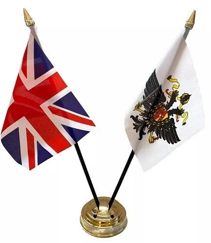 1st Queens Dragoon Guards & Union Jack Friendship 2 Flag 12" Table Display