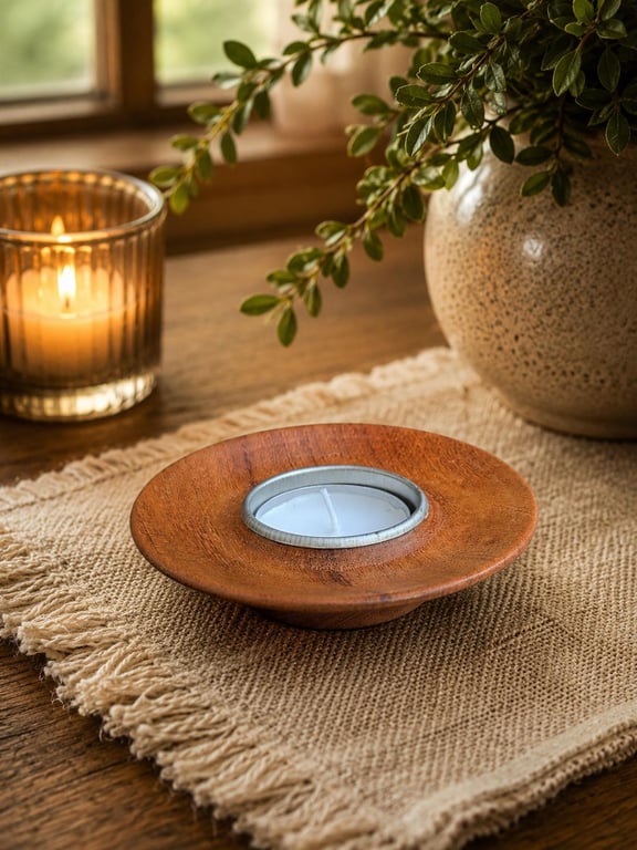 Handturned Sapele Tealight holder , handmade wooden Candle Holder