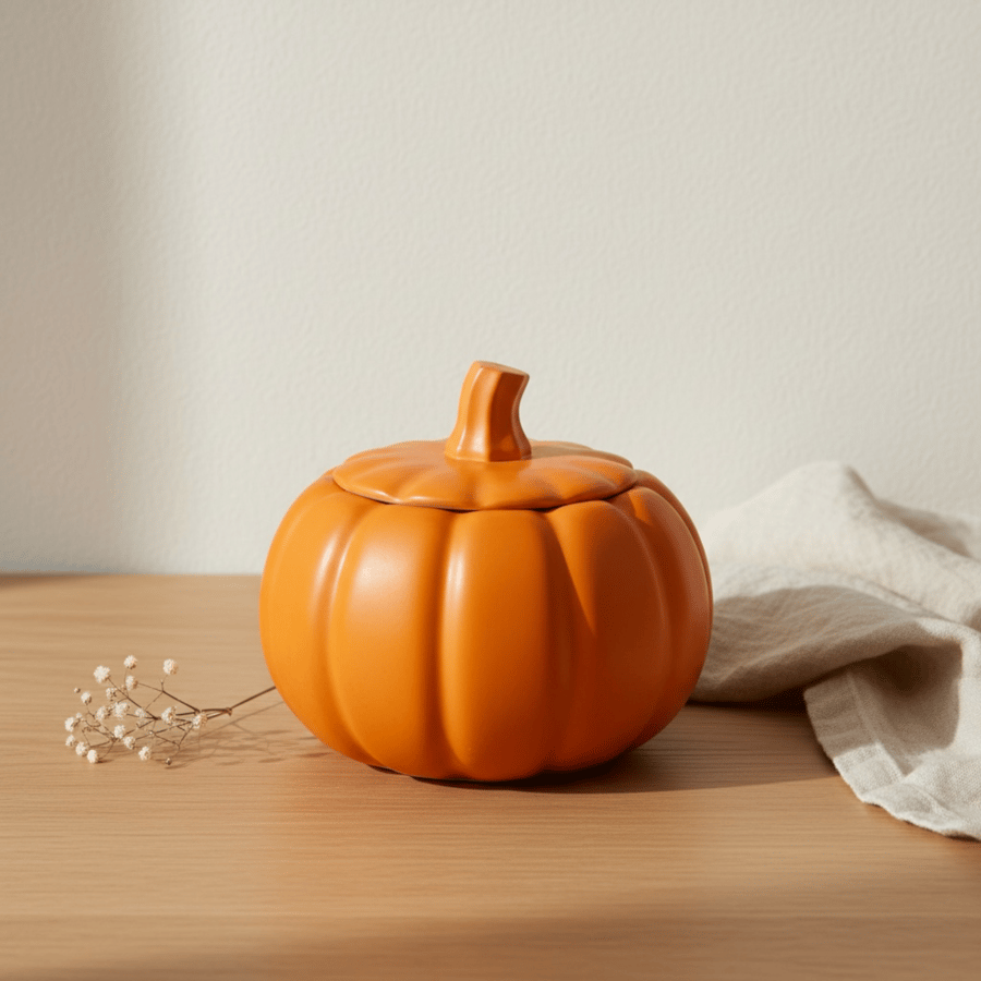 Pumpkin Shaped Pot - Halloween Themed Candle or Tealight Holder