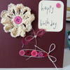 Dark Red Crochet Flower Birthday Card