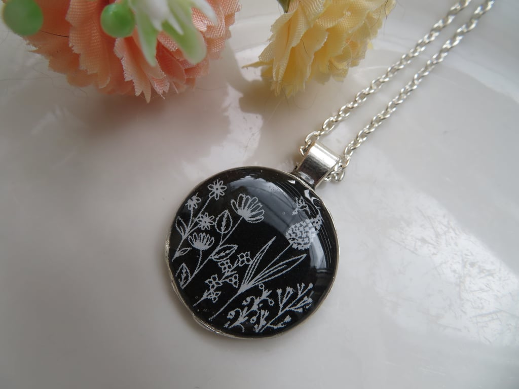 Screen Printed Polymer Clay Pendant Necklace
