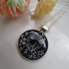 Screen Printed Polymer Clay Pendant Necklace