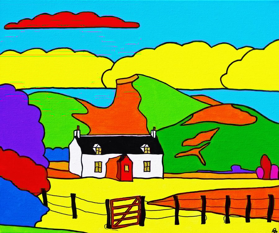 But 'n' Ben  Scotland colourful painting by Rob Soar