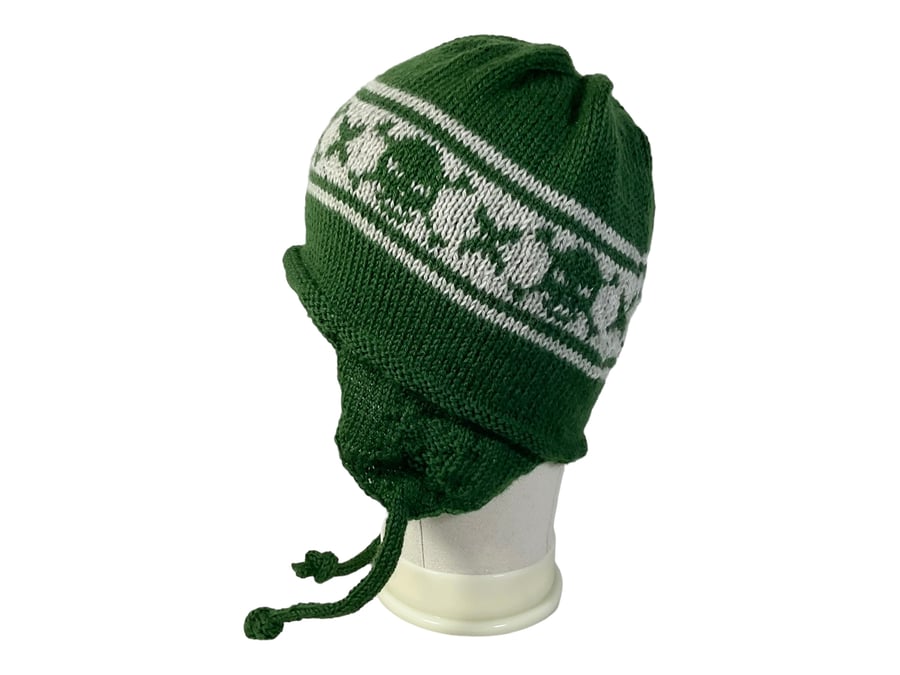 earflap hat with skull motif,chullo hat, warm wool unisex ski hat