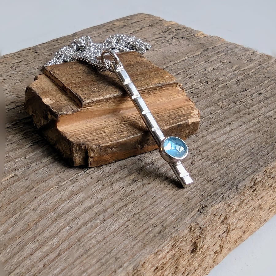 STERLING SILVER Topaz Pendant, Handmade Urban Design Jewellery