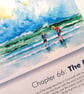 Original hand painted watercolour print of children playing on a cornwall beach - Image 3