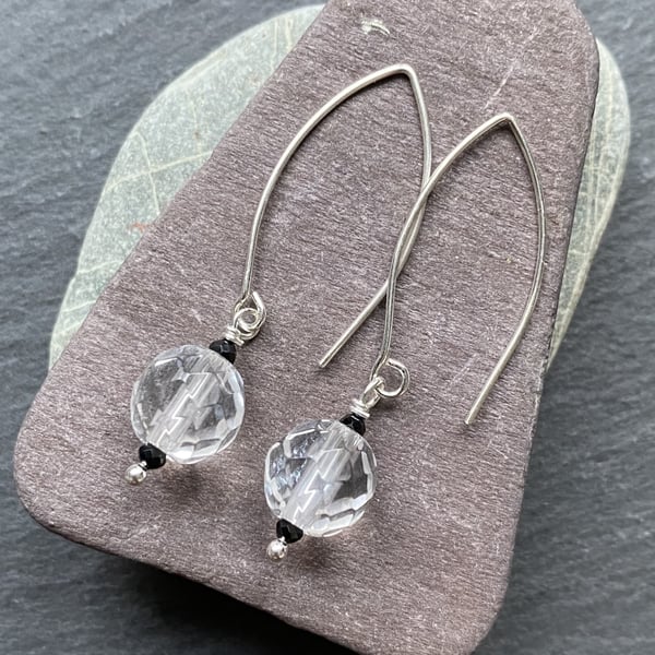 Elegant Clear Quartz & Spinel Sterling Silver Earrings