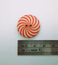 Red candy cane swirl wood buttons, set of 6, 2.5cm diameter - Image 2