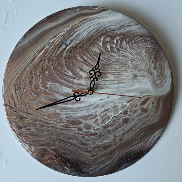 "Copper Radiance" Hand-Painted Fluid Art Wall Clock, Silent Home Decor