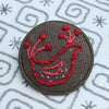 Hand Embroidered Red Bird Brooch 