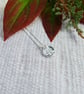 Silver Pebble Necklace with Leaf, Recycled Silver Pendant - Image 2