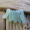 6 Natural sea glass small pendants, top drilled, chunkies , supplies (55)