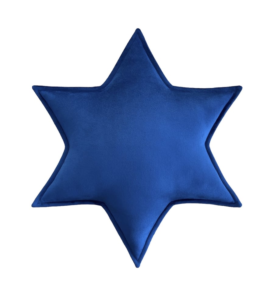 Navy Blue Velvet Star of David Shaped Cushion Hanukkah Home Festival of Lights