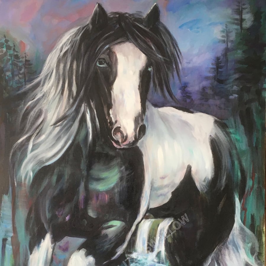 Spirit of the Enchanted Forest – Original Mixed-Media Horse Painting
