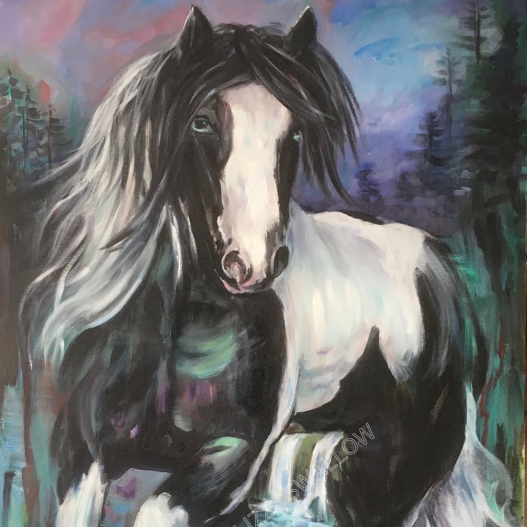Spirit of the Enchanted Forest – Original Mixed-Media Horse Painting