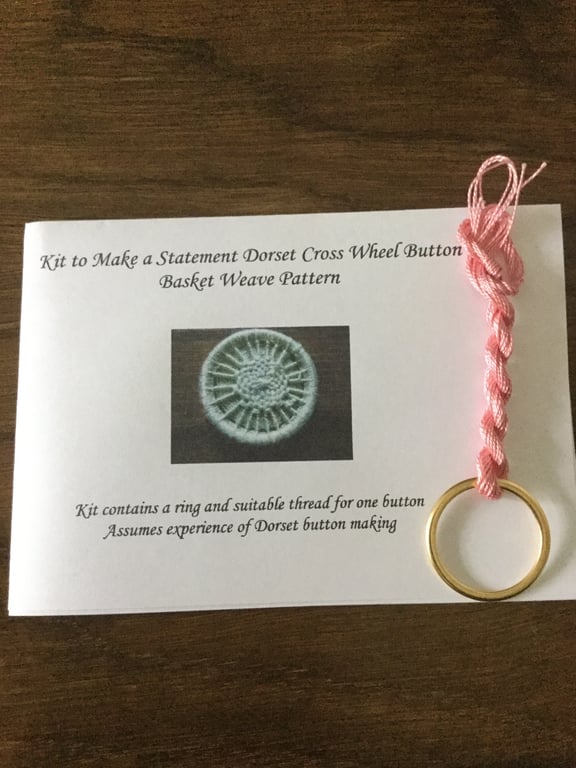 Kit to Make a Statement Dorset Button, Basket Weave Design, Pink