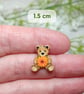 Marigold Teddy Bear Brooch, October Birth Flower, Handmade Personalised Pin - Image 4