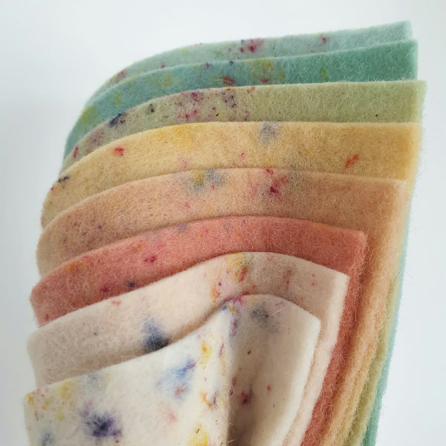 Naturally Dyed Wool Felt Sheets - Pack of 8 mini Spring Rainbow