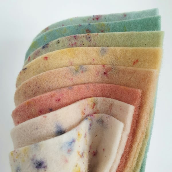 Naturally Dyed Wool Felt Sheets - Pack of 8 mini Spring Rainbow