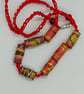 Cocoa Spice Paper Bead Red Cord Necklace  - Image 4