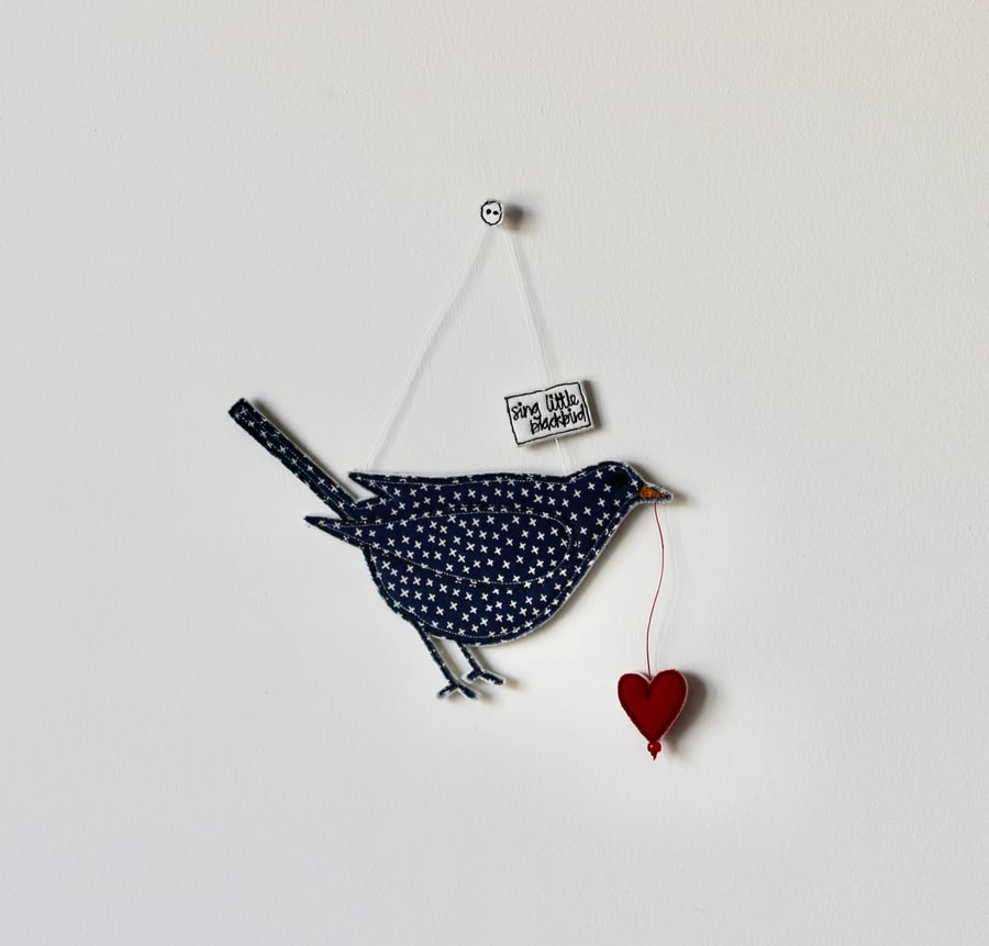 'Sing Little Blackbird' - Handmade Hanging Decoration
