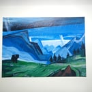 Steven Universe Ruby and Sapphire canvas painting print A5