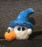 Friendly Halloween Ghost with cute blue hat and his pumpkin. - Image 1