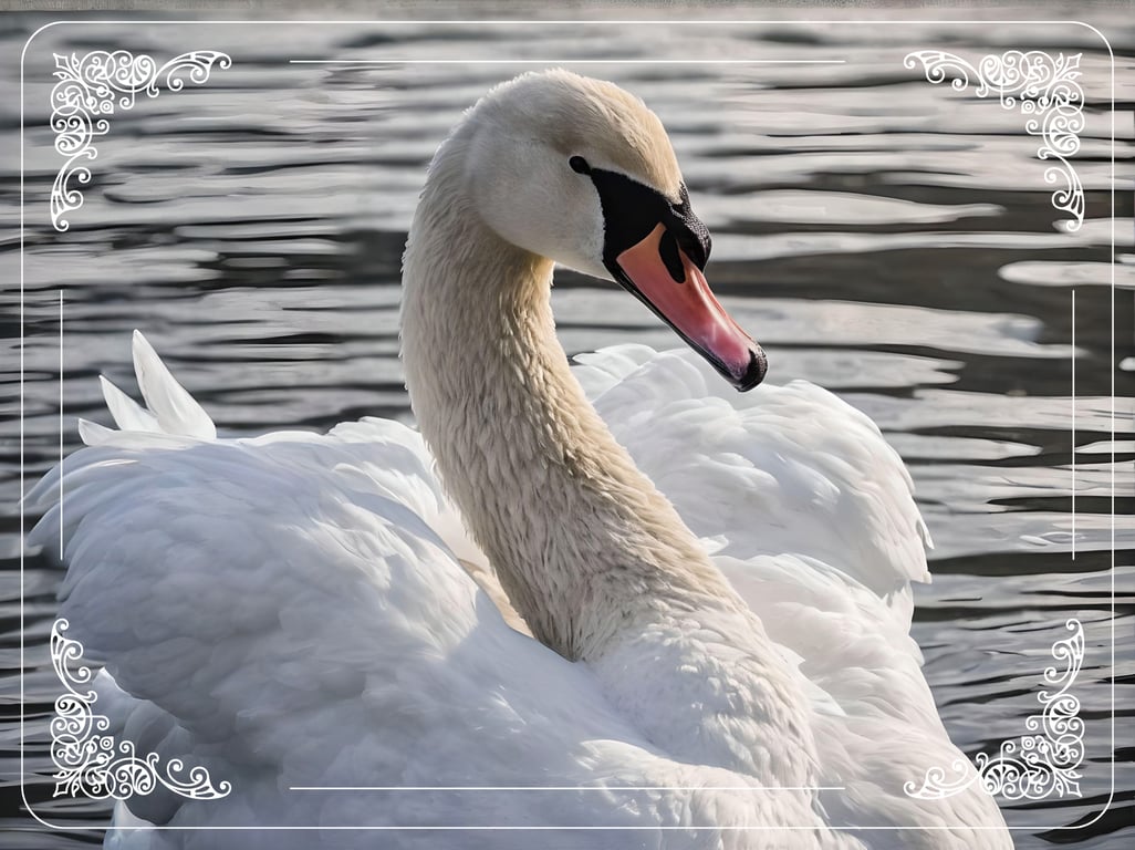 Adult Swan Greeting Card A5