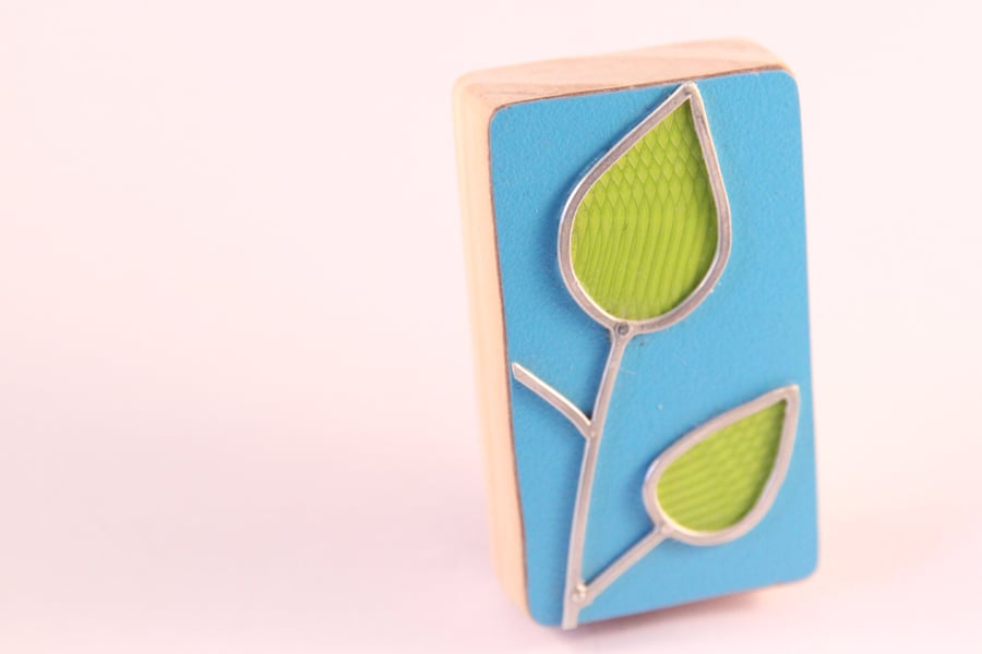 Formica Leaf Brooch Green
