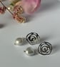 Baroque Freshwater Cultured Pearls on a Rose Bail Stud - Image 2