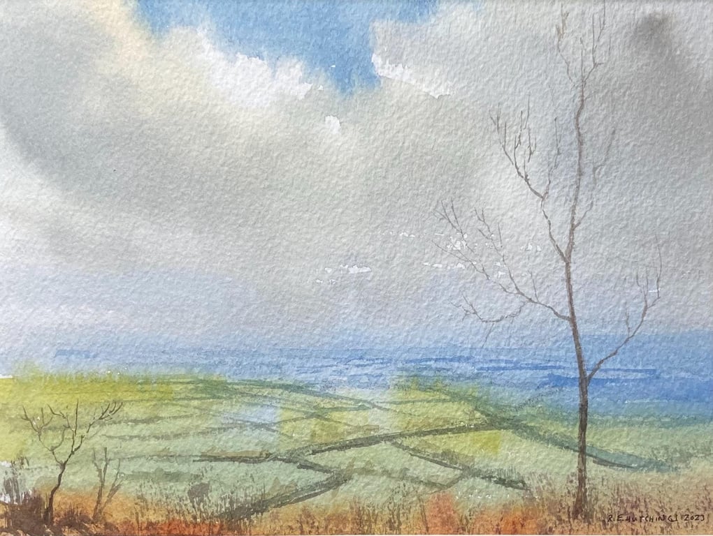 View from Kirkby bank (FULLY MOUNTED WATERCOLOUR 12 x 10 ) watercolor, Kirkby