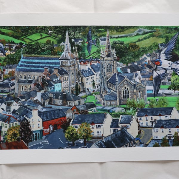 Small Limited Edition Giclee Print of Enniskillen inspired by The Happy Prince 