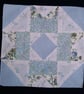 Blue patchwork cushion cover. 37x37 cm. Lined. Wrapover back.  - Image 1