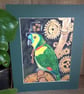 Steampunk style Amazon Parrot Original painting.  