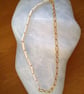 White Tube Shell Pearl Gold Plate Paperclip Chain Necklace 18 inch - Image 4