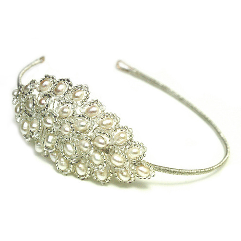 Elaise, Freshwater Pearl and Swarovski Crystal Side Tiara