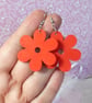 Red flower earrings, eco-friendly red wooden earrings for women - Image 1