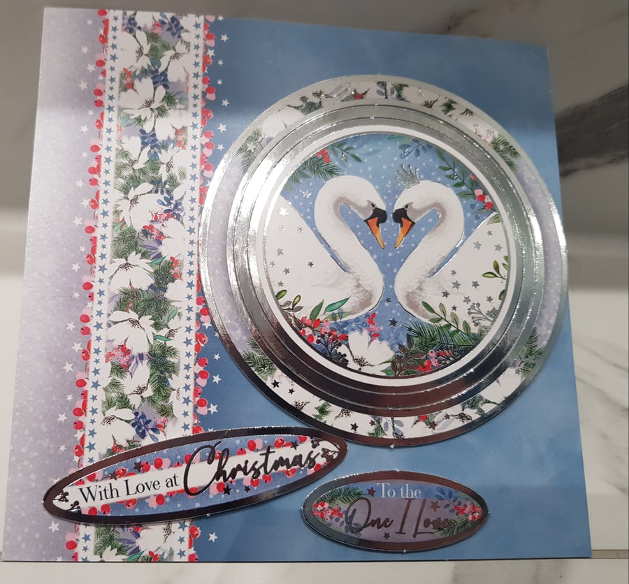 One I love Swan Christmas Card