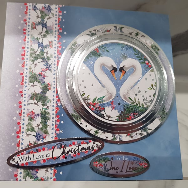 One I love Swan Christmas Card