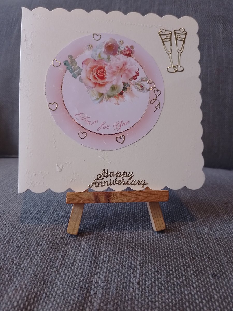 Champagne and Roses Anniversary Card handmade