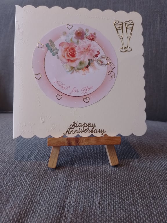 Champagne and Roses Anniversary Card handmade