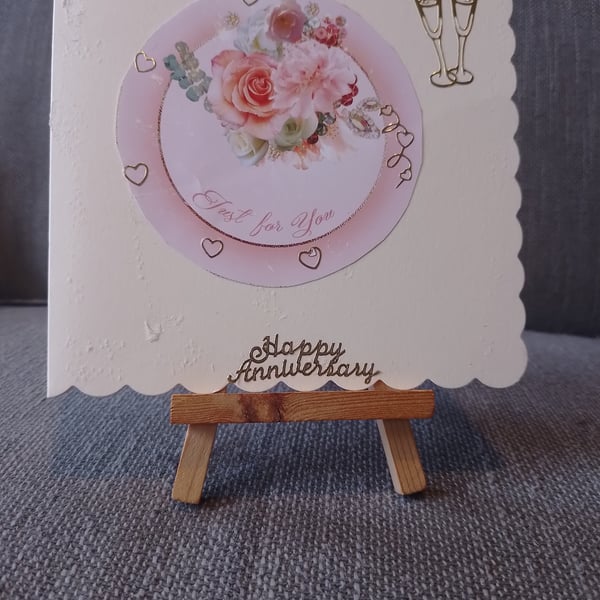 Champagne and Roses Anniversary Card handmade
