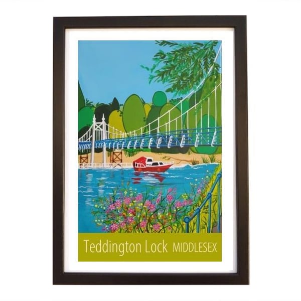 Teddington Lock travel poster print by Susie West